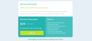 Frontend Mentor | Single Price Grid Component Project